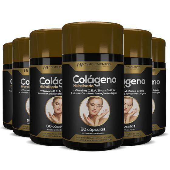 Imagem de 6x COLAGENO HIDROLISADO + VITAMINAS 60CAPS HF SUPLEMENTS