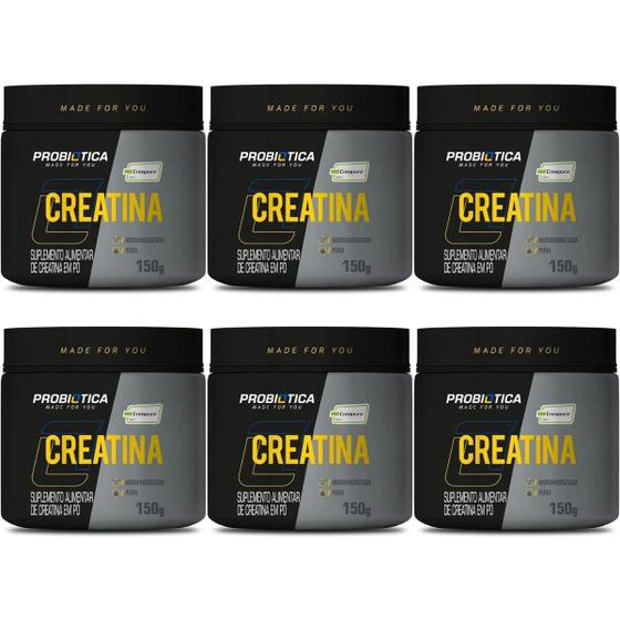 Imagem de 6x Creatina Pura Creapure Probiótica 150G Suplemento em Pó