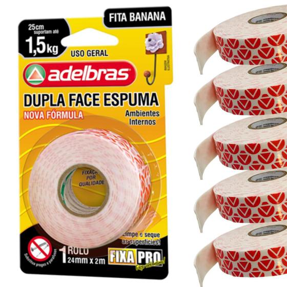 Imagem de 6x Fita Dupla Face Espuma Fixa Pro Adelbras - 24mm x 2metros