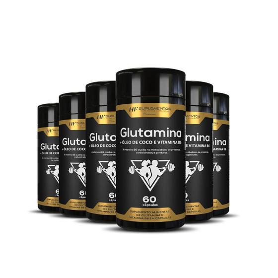 Imagem de 6X Glutamina+Oleo De Coco+Vitamina B6 60Caps Hf Suplementos