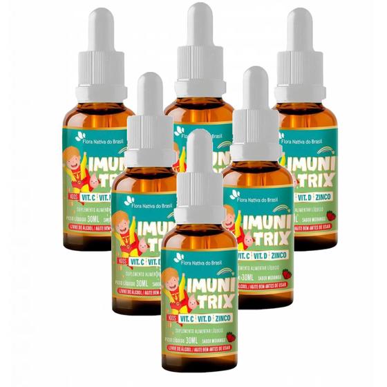 Imagem de 6x Imunitrix- Vitamina C- Vitamina D- Zinco- 30ml- Morango