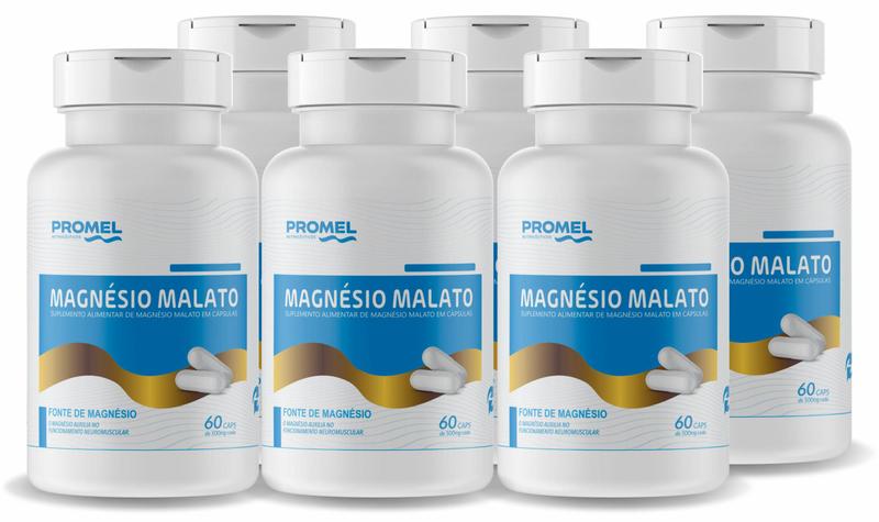 Imagem de 6x Magnésio Malato 60caps de 500mg Promel