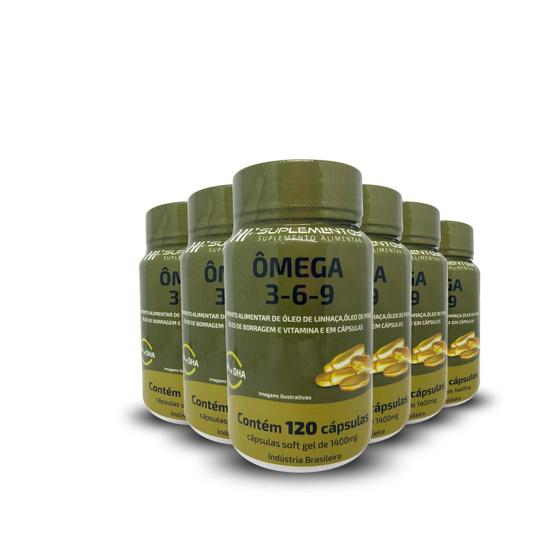 Imagem de 6X Omega 3 6 9 Borragem E Linhaca Hf Suplementos 120Caps