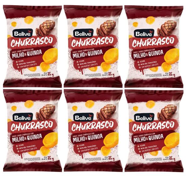 Imagem de 6x Snack De Milho Churrasco Zero Lactose / Glúten Belive 35g