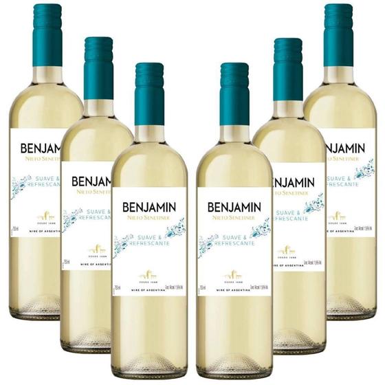 Imagem de 6x Vinho Argentino BENJAMIN NIETO Branco Suave 750ml