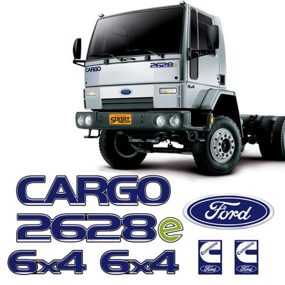 Imagem de 7 Adesivos Ford Cargo Caminhão 2628e Resinado Azul Pequeno