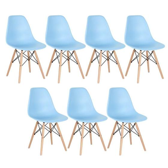 Imagem de 7 Cadeiras Charles Eames Eiffel Dsw Clara Azul Claro