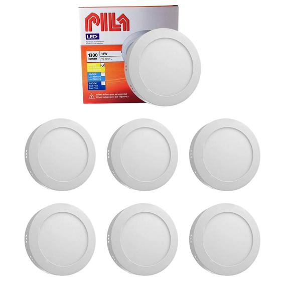 Imagem de 7 Luminárias Redonda Led Sobrepor Philips Pila 18w 3000k 210mm