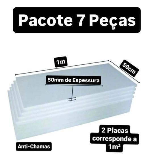 Imagem de 7 placas de isopor eps anti-chamas espessura50mm, tamanho 100 x 50cm