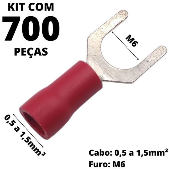 Imagem de 700un Terminal Forquilha Garfo VM 0,5-1,5mm² M6 SV1.25-6