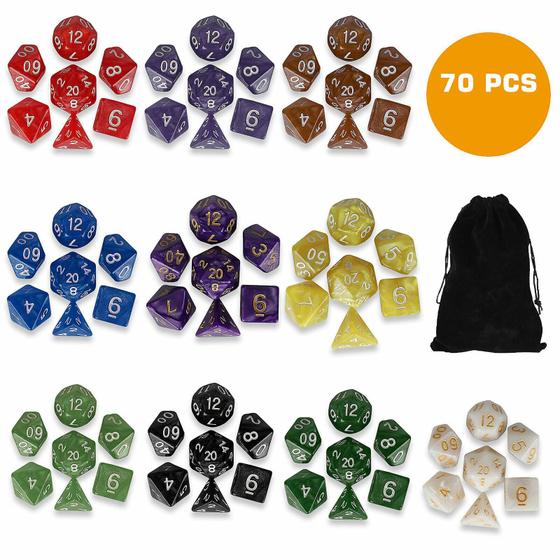 Imagem de 70pcs Polyhedral Dice Set para Dungeons & Dragons DND MTG RPG