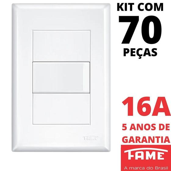 Imagem de 70un Interruptor Simples 16A Com Placa Evidence FAME