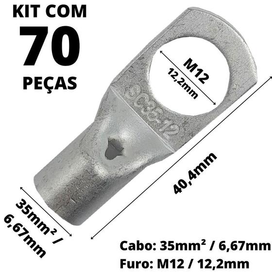 Imagem de 70un Terminal de Compressão Para Cabo de 35mm² Furo M12 SC35-12