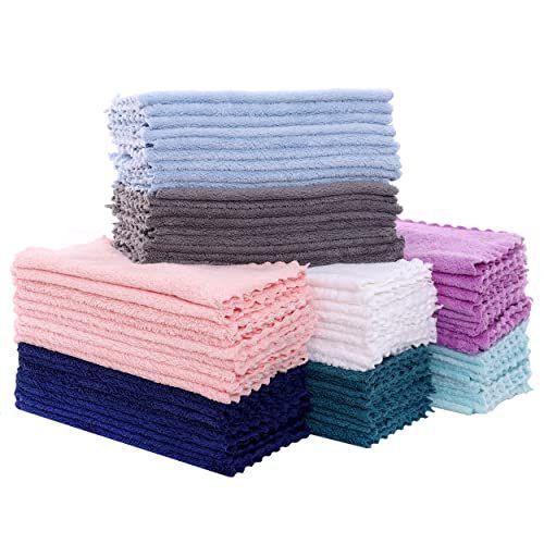 Imagem de 72 Pack Baby Washcloths - Panos de Lavagem Absorventes Ultra Suaves para Bebés e Recém-nascidos, Suaves na Pele Sensível para o Rosto e Corpo, 8" por 8", Multicolor