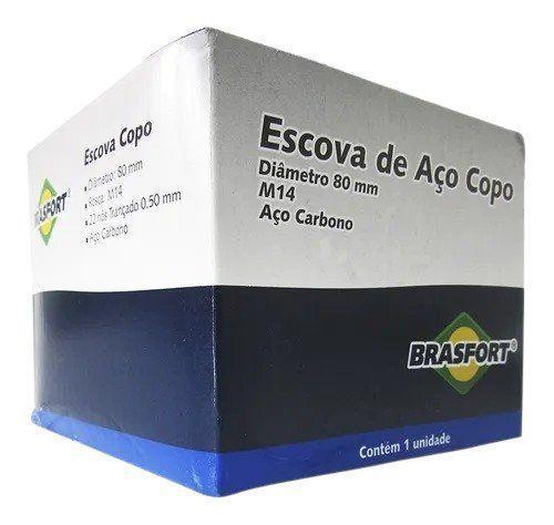 Imagem de 7263 Escova Aço Copo Trançada Diâmetro 80mm Rosca M14 Brasfort