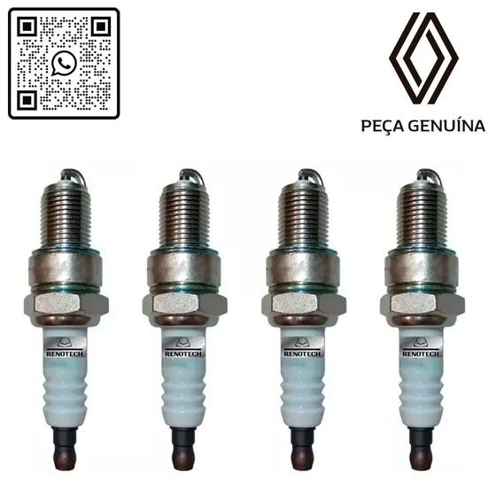 Imagem de 7700500048 - kit com 4 velas - motor 1.6 8v c3g/c3l / 1.8 8v f3p / f3r 2.0 8v - 1992 em diante - r19/twingo/express/laguna/megane/scenic