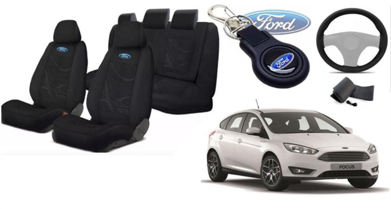 Imagem de 786Kit Premium Ford Focus 2015-2019:Capas, Volante, Chaveiro