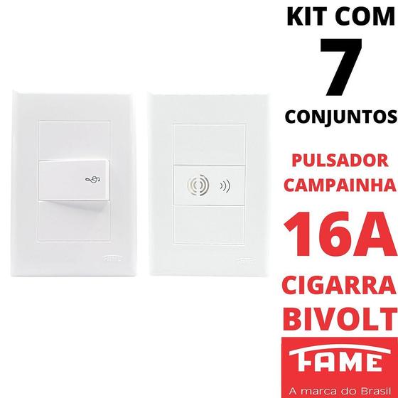 Imagem de 7un Campainha Cigarra Bivolt Pulsador Com Placa Evidence FAME