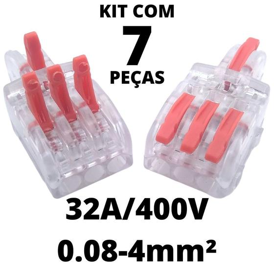 Imagem de 7un Conector Elétrico Emenda Derivação Para Iluminação 4 vias 1 entrada 3 saídas 4mm² 32A/400V Laranja