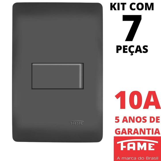 Imagem de 7un Interruptor Paralelo Three Way 10A Com Placa Habitat Black FAME