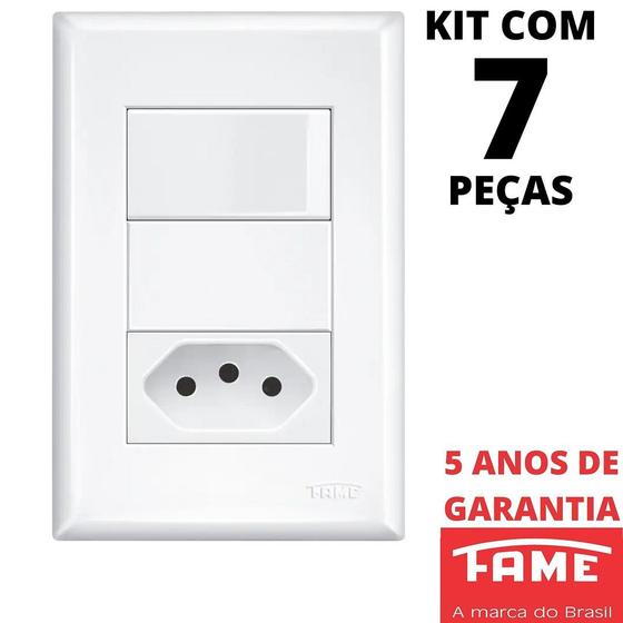 Imagem de 7un Interruptor Paralelo Three Way 16A e Tomada Padrão 2P+T 10A Com Placa Evidence FAME