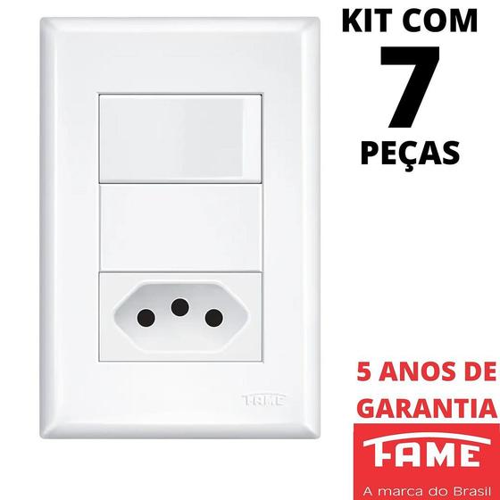 Imagem de 7un Interruptor Paralelo Three Way 16A e Tomada Padrão 2P+T 20A Com Placa Evidence FAME