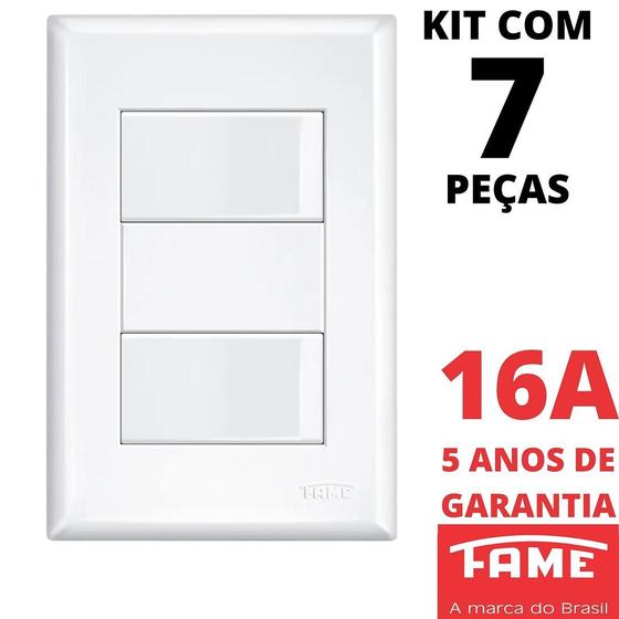 Imagem de 7un Interruptor Paralelo Three Way 2 Teclas 16A Com Placa Evidence FAME
