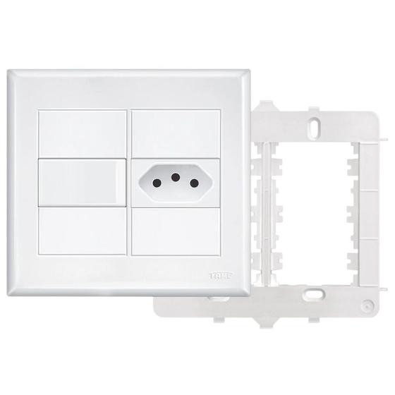 Imagem de 7un Interruptor Simples 16A e Tomada Padrão 2P+T 10A Com Placa Evidence FAME
