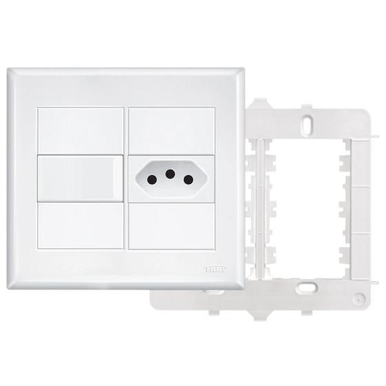 Imagem de 7un Interruptor Simples 16A e Tomada Padrão 2P+T 20A Com Placa Evidence FAME