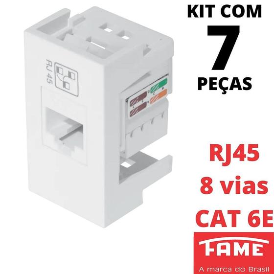 Imagem de 7un Módulo Tomada Rede RJ45 6E 8V Modulare Evidence Blanc Mais FAME