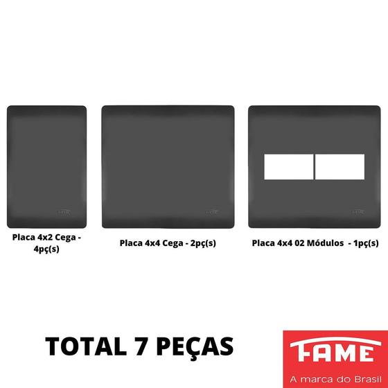 Imagem de 7un Placa 4x2 4x4 Cega e 02 Módulos Habitat Black FAME K25