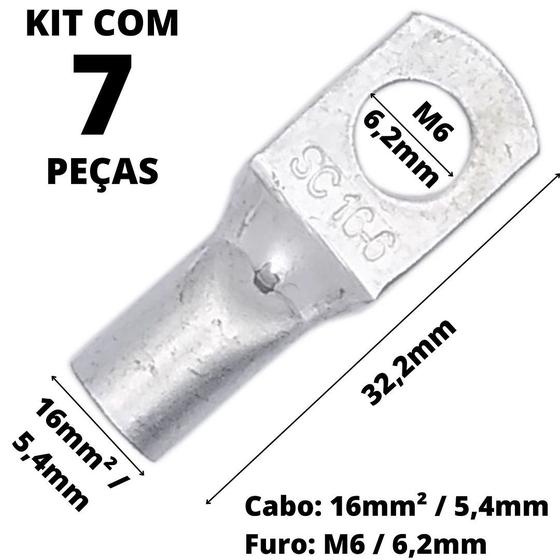 Imagem de 7un Terminal de Compressão Para Cabo de 16mm² Furo M6 SC16-06