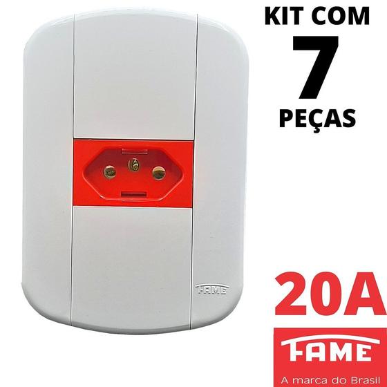 Imagem de 7un Tomada Padrão 2P+T 20A Vermelha Com Placa Blanc Mais FAME