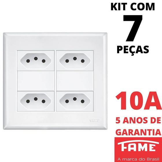 Imagem de 7un Tomada Padrão Quádrupla 2P+T 10A 4X4 Com Placa Evidence FAME