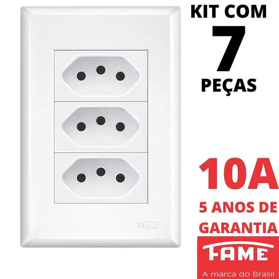 Imagem de 7un Tomada Padrão Tripla 2P+T 10A Com Placa Evidence FAME