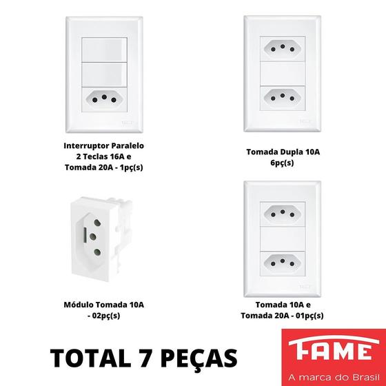 Imagem de 7un Tomadas Interruptores 4x2 Com Placa Evidence FAME