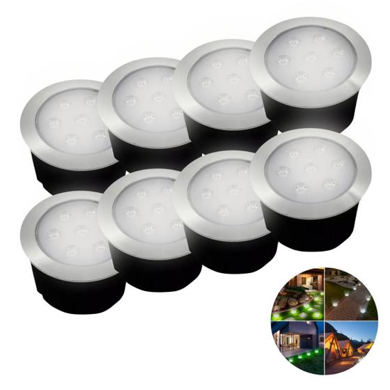 Imagem de 8 Balizadores Spot Led Cob 7w Ip67 Bivolt Luz Branco Frio