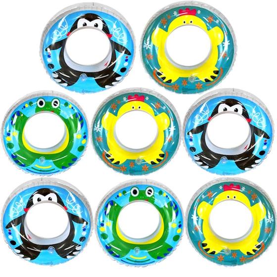 Imagem de 8 Boias de Cintura Infantil Coloridas 60cm Diâmetro Suporta até 30kg Atacado