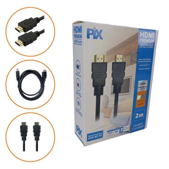 Imagem de 8 Cabo Hdmi Premium Gold High Speed Ethernet 2M Certificado