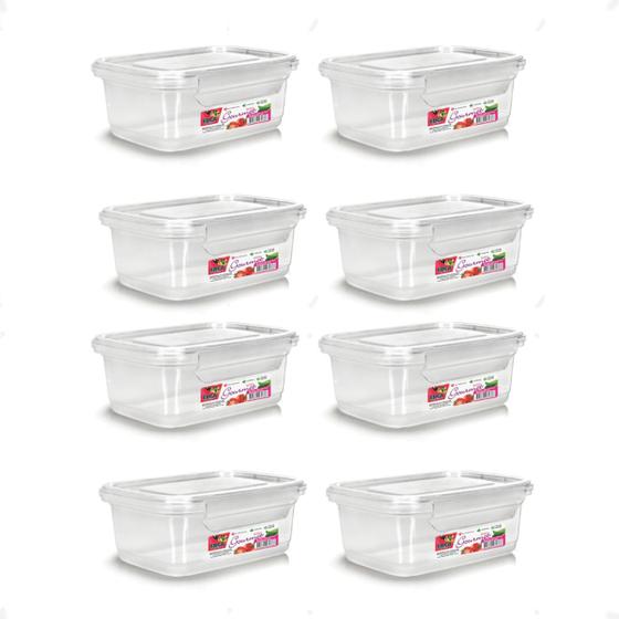 Imagem de 8 Caixa Retangular Gourmet C/ Travas Transparente 750ml