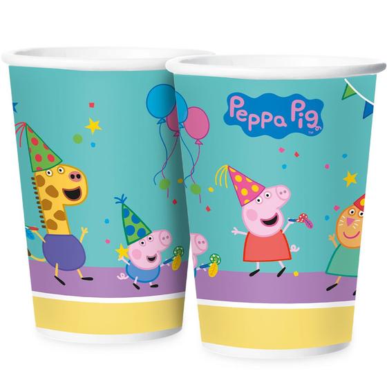 Imagem de 8 Copos Peppa Pig Festa De Aniversário 180 ML