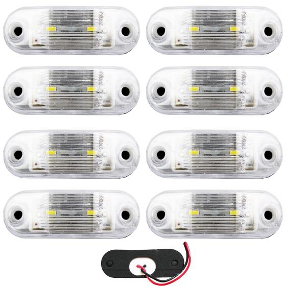 Imagem de 8 Lanterna Vigia Ônibus Caminhão 2 LED CRISTAL BIVOLT +Chicote