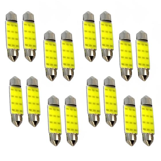 Imagem de 8 Pares Lâmpadas Led torpedo Teto Carro Cob 39mm 12v 6000k