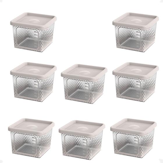 Imagem de 8 Pote Para Alimentos Transparente Prisma 430ml Com Tampa