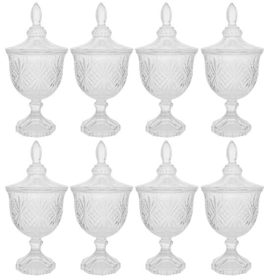 8 Potiches Cristal Baleiros Lyor Pé Tampa Dublin 24,5cm Bombonier Incolor Imagem de 8 Potiches Cristal Baleiros Lyor Pé Tampa Dublin 24,5cm Bombonier Incolor