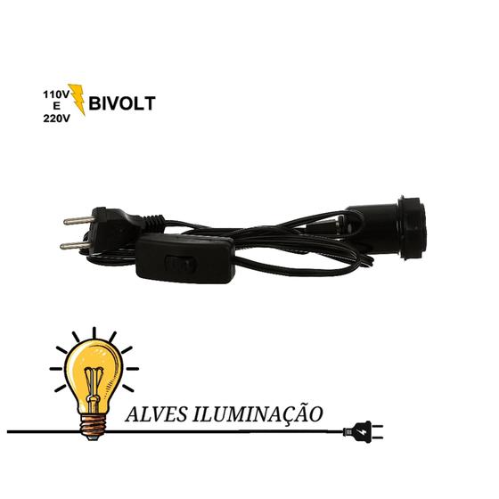 Imagem de 8 Rabicho Cordão de abajur com Soquete Liso E-27 Bivolt com Acabamentos completo