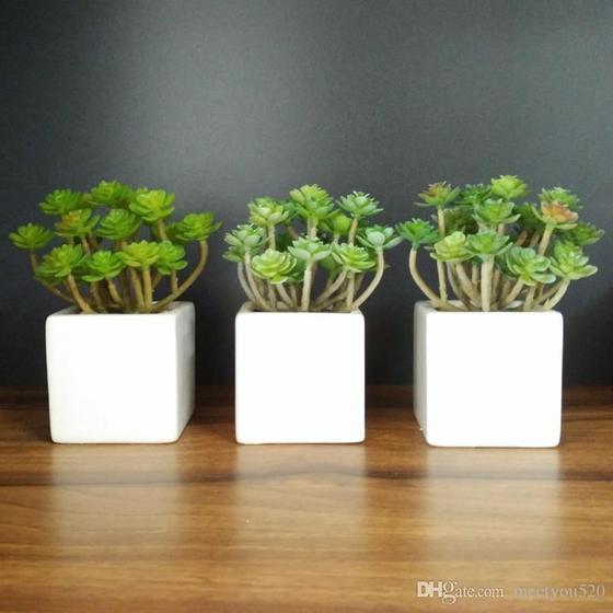 Imagem de 8 suculentas artificiais em silicone plantas artificiais para decoração enfeite e jardim - sem vaso