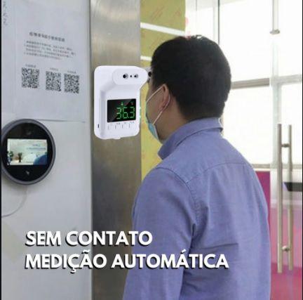 Imagem de 8 unidades - Termômetro Automatico K3x Infravermelho Sem Contato Para Parede ou Pedestal - Audio em Portugues