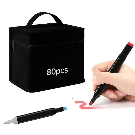 80/100/120 Cores Caneta Marcadora Kit Com Ponta Dupla - Mimi Imagem de 80/100/120 Cores Caneta Marcadora Kit Com Ponta Dupla