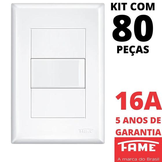 Imagem de 80un Interruptor Paralelo Three Way 16A Com Placa Evidence FAME
